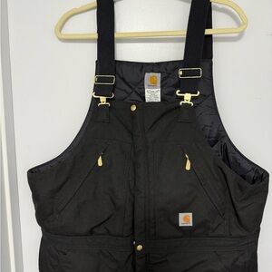 Carhartt Black Insulated Bib with Gold-Tone Hardware